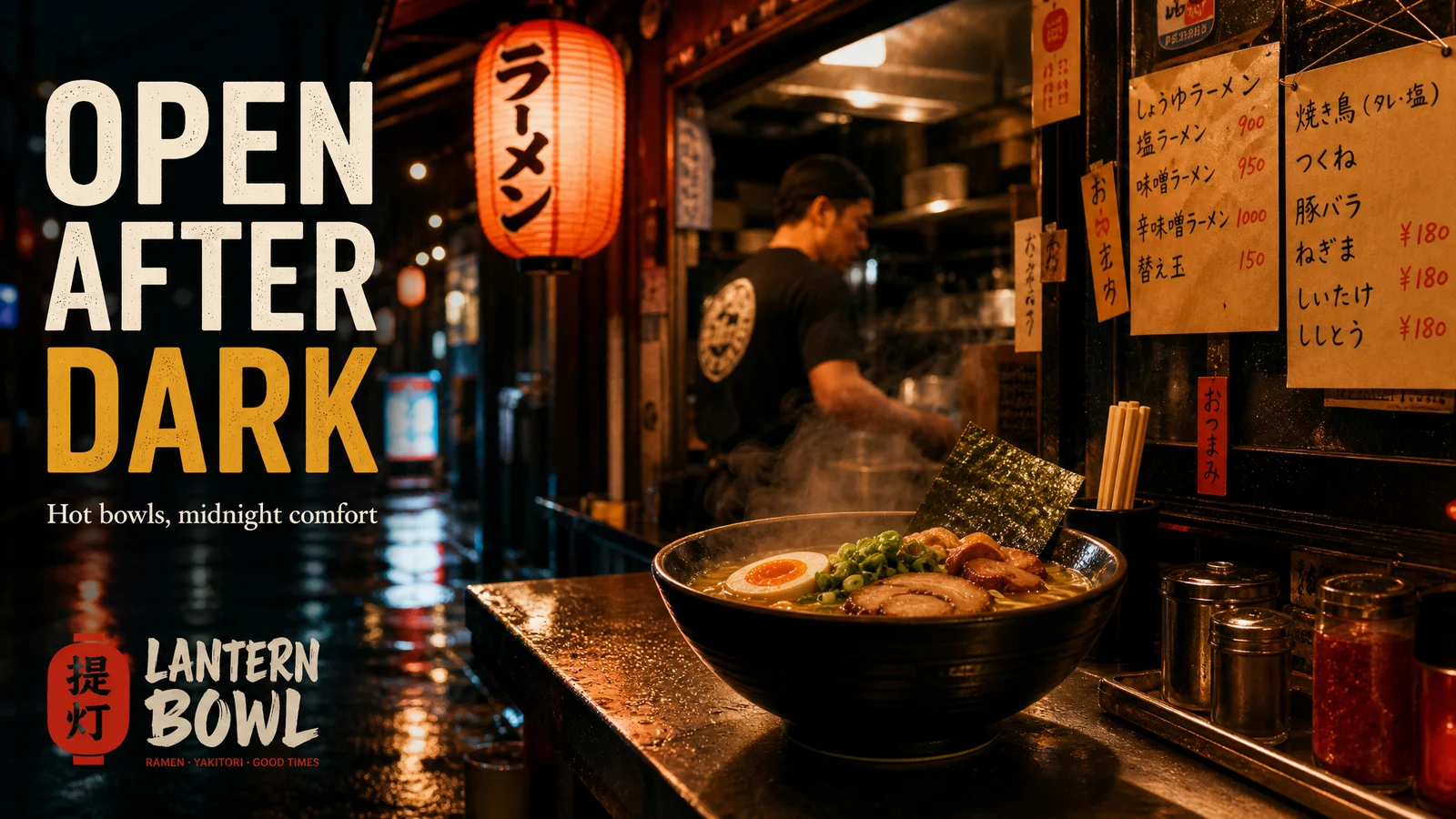 Night market food advertisement prompt example image